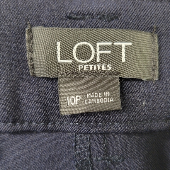 Loft Crop Pants Size 10P Pockets Front Zip Cuffed Belt Loops Stretch Black - Picture 5 of 11